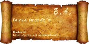 Burka András névjegykártya